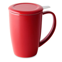 Caneca de Chá de Cerâmica com Infusor Curvy Duo Mug Moncloa - Vermelho