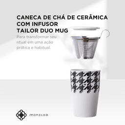 Caneca de Chá de Cerâmica com Infusor Tailor Duo Mug Moncloa Branco 470ml