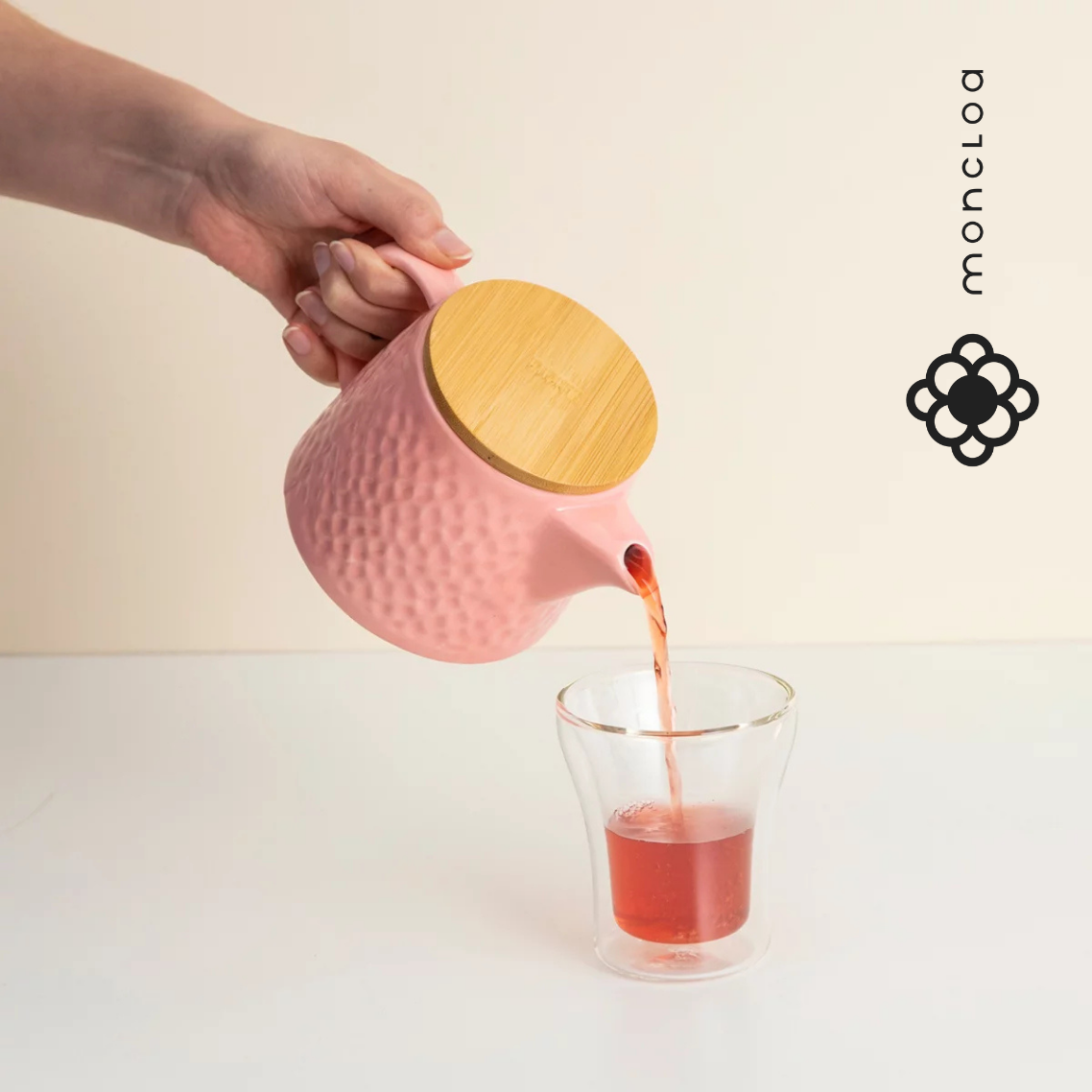 Bule de Chá de Cerâmica com Infusor Knit Duo Teapot Moncloa Rosa 550ml