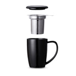 Caneca de Chá de Cerâmica com Infusor Curvy Duo Mug Moncloa - Preto