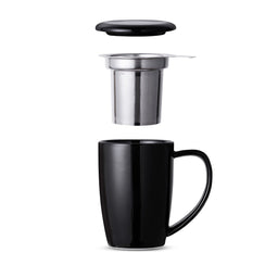 Caneca de Chá de Cerâmica com Infusor Curvy Duo Mug Moncloa - Preto