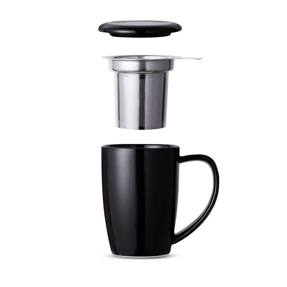 Caneca de Chá de Cerâmica com Infusor Curvy Duo Mug Moncloa - Preto