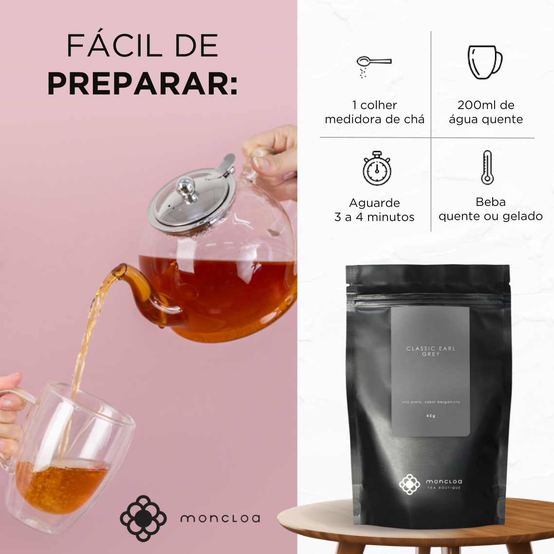 Chá Preto Classic Earl Grey Moncloa Pouch 45g