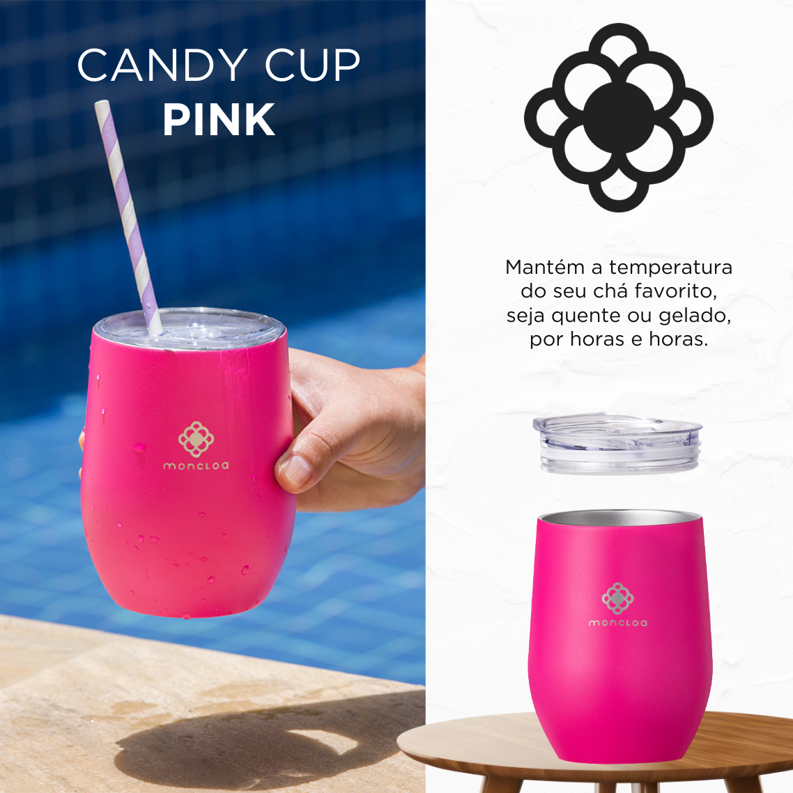 Copo Térmico com Tampa Candy Cup Moncloa 350ml