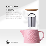 Bule de Chá de Cerâmica com Infusor Knit Duo Teapot Moncloa Rosa 550ml