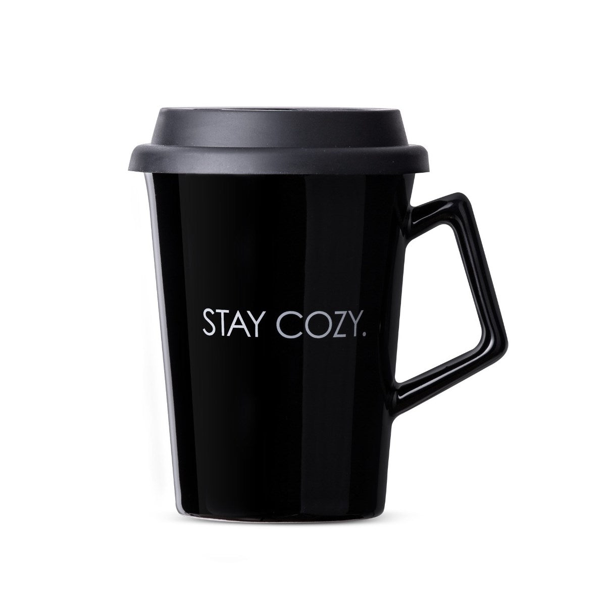 Caneca de Cerâmica com Tampa Stay  Cozy Moncloa Preta 300ml