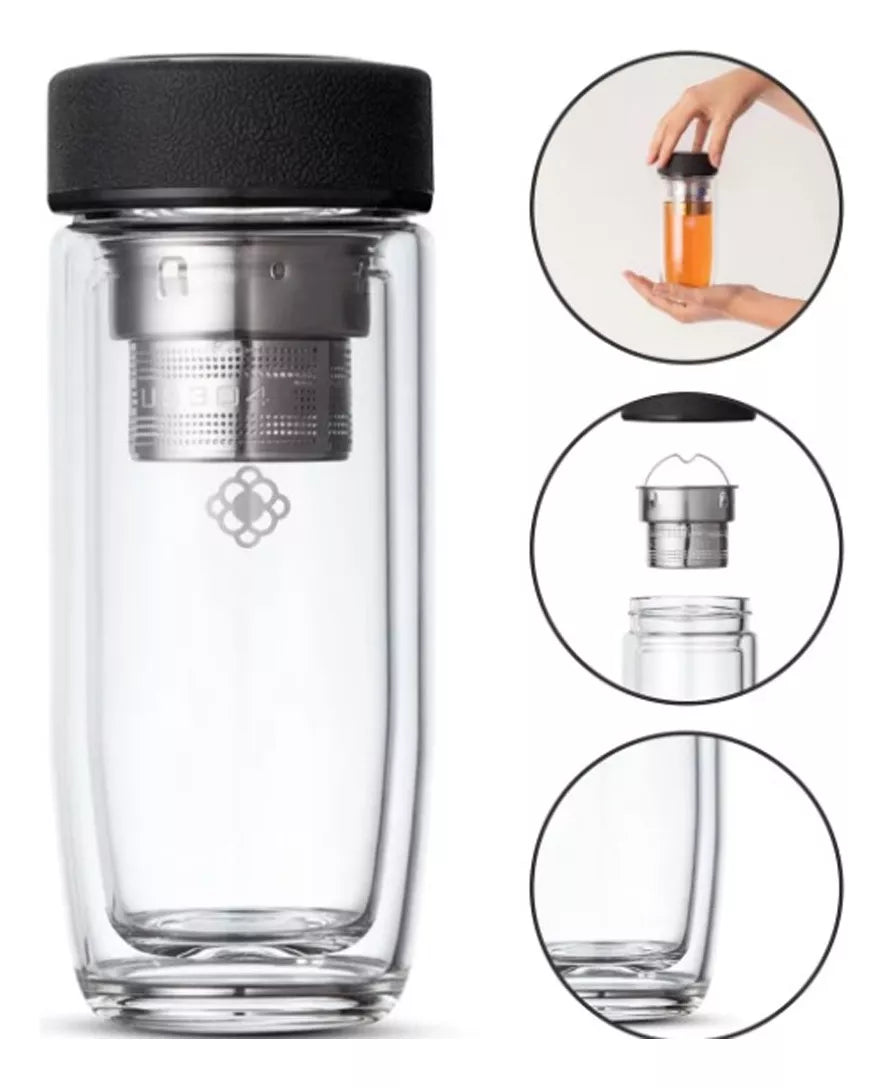 Garrafa de Vidro Duplo com Infusor Sync Duo Bottle Moncloa 320ml