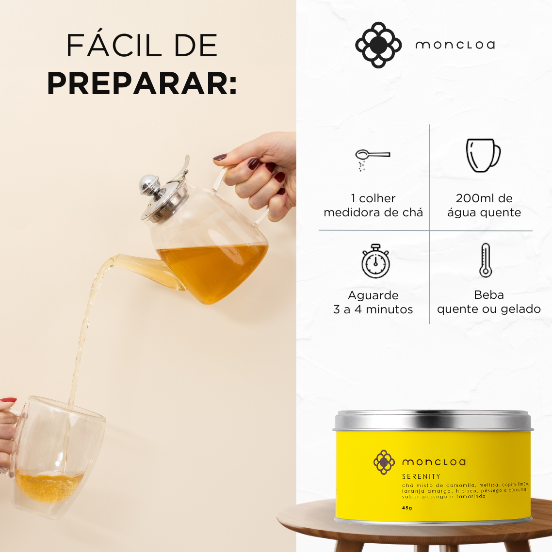 Chá Infusão de Ervas Serenity Moncloa Lata 45g
