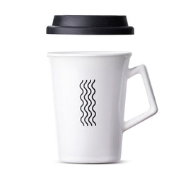 Caneca de Cerâmica com Tampa But First Tea Moncloa Branco 300ml