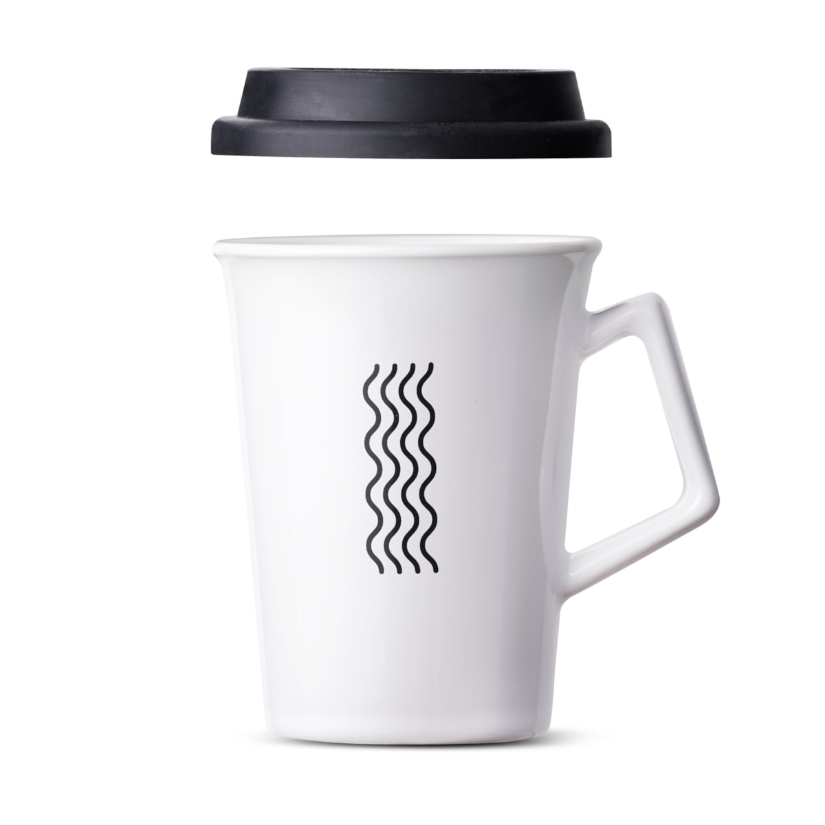 Caneca de Cerâmica com Tampa But First Tea Moncloa Branco 300ml