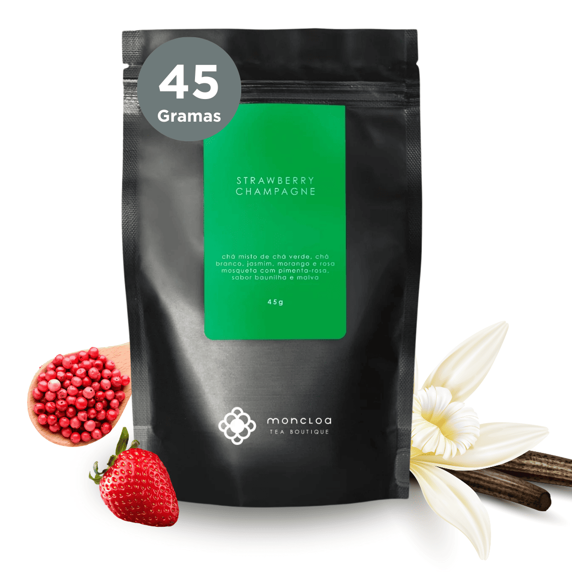 Chá Verde Strawberry Champagne Moncloa Pouch 45g