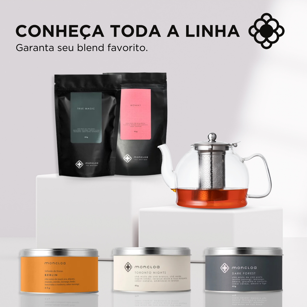 Bule de Chá de Vidro com Infusor Sunday Duo Teapot Moncloa 1.2l