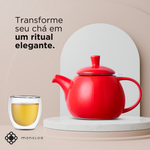 Bule de Chá de Cerâmica com Infusor Egg Duo Teapot Moncloa Vermelho 790ml