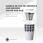 Caneca de Chá de Cerâmica com Infusor Tailor Duo Mug Moncloa Branco 470ml