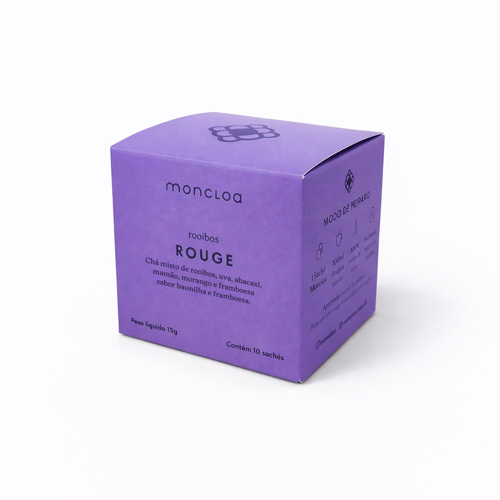 Chá Infusão de Rooibos Rouge Moncloa 15g. Caixa com 10 Sachês.