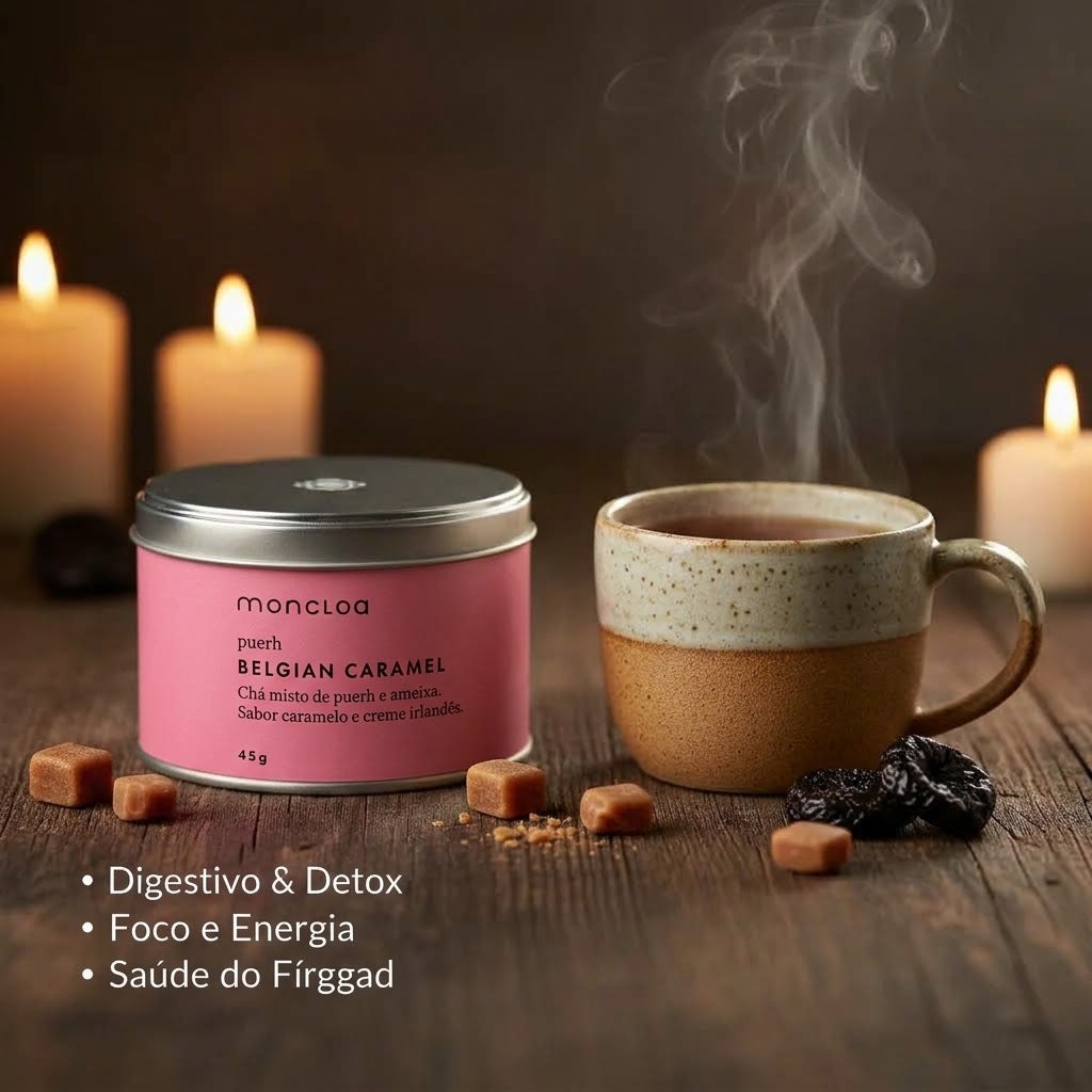 Chá Puerh Belgian Caramel Moncloa Lata 45g