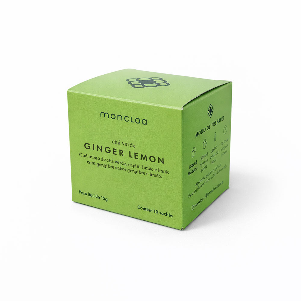 Chá Verde Ginger Lemon Moncloa — Caixa com 10 Sachês 15g