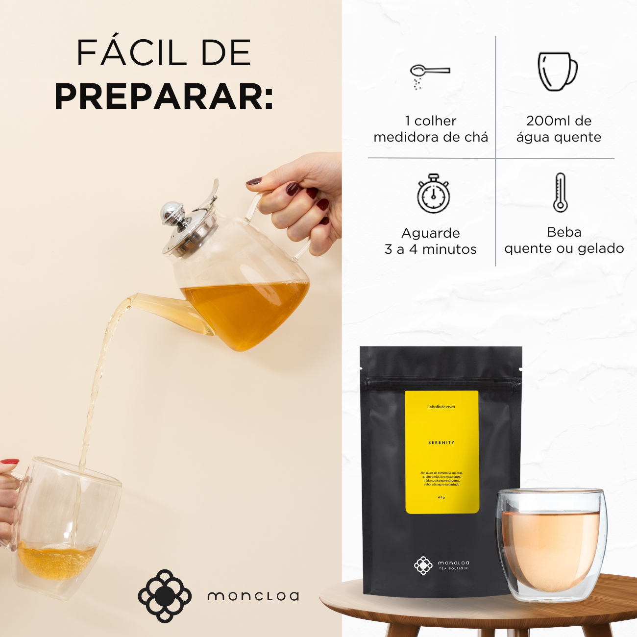 Chá Infusão de Ervas Serenity Moncloa Pouch 45g