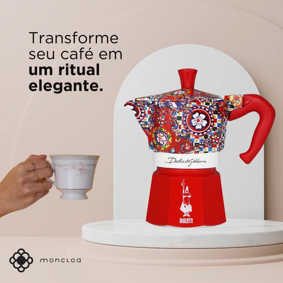 Cafeteira Moka Dolce & Gabbana 3 Xícaras 130ml Bialetti Vermelha