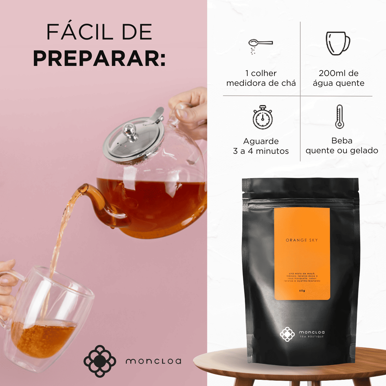 Chá Infusão de Frutas Orange Sky Moncloa Pouch 65g