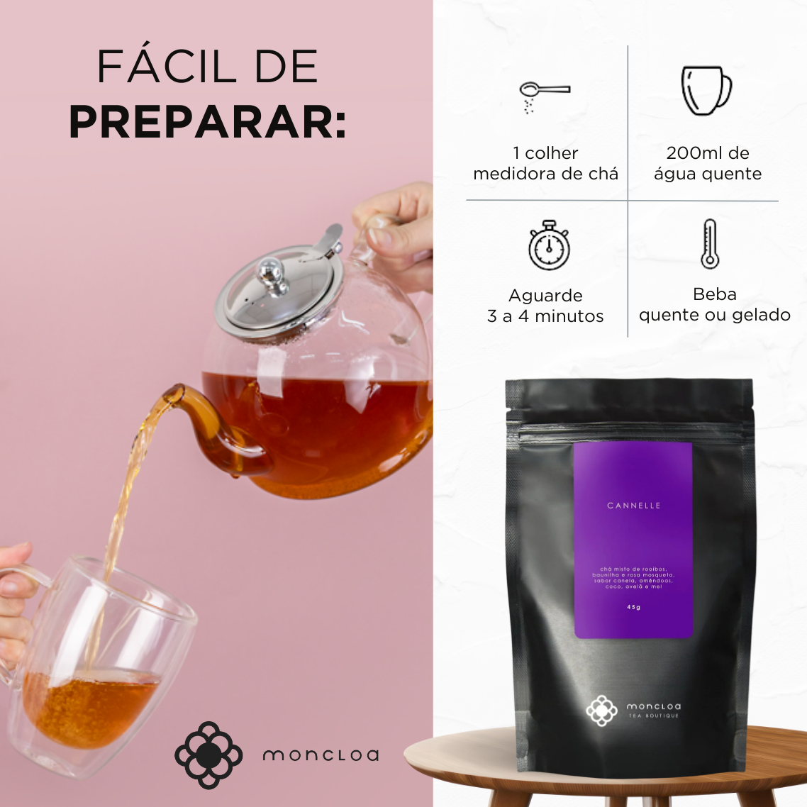 Chá Infusão de Rooibos Cannelle Moncloa Pouch 45g