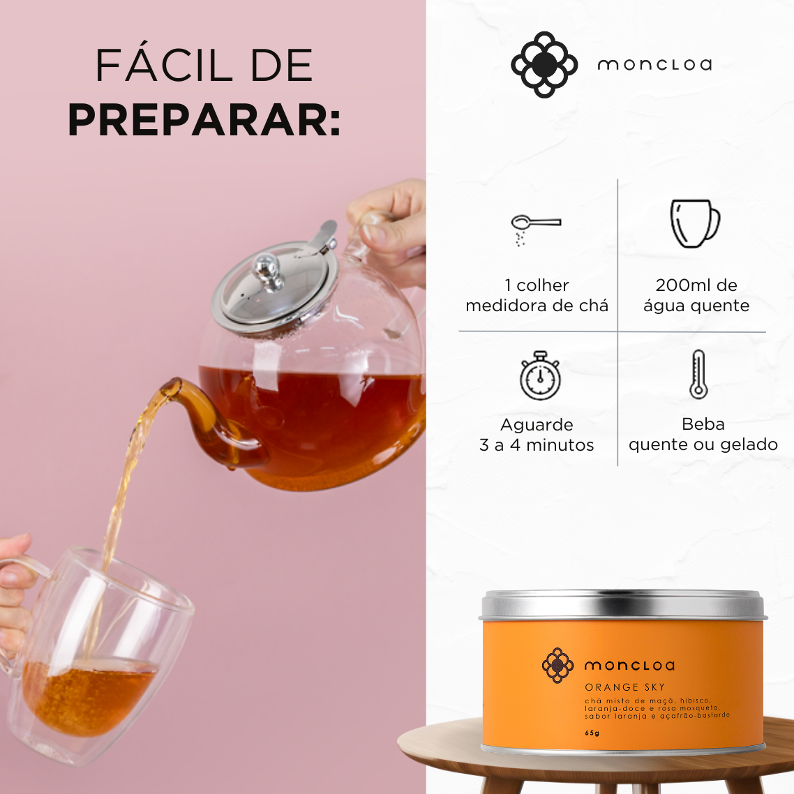 Chá Infusão de Frutas Orange Sky Moncloa Lata 65g