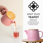 Bule de Chá de Cerâmica com Infusor Knit Duo Teapot Moncloa Rosa 550ml
