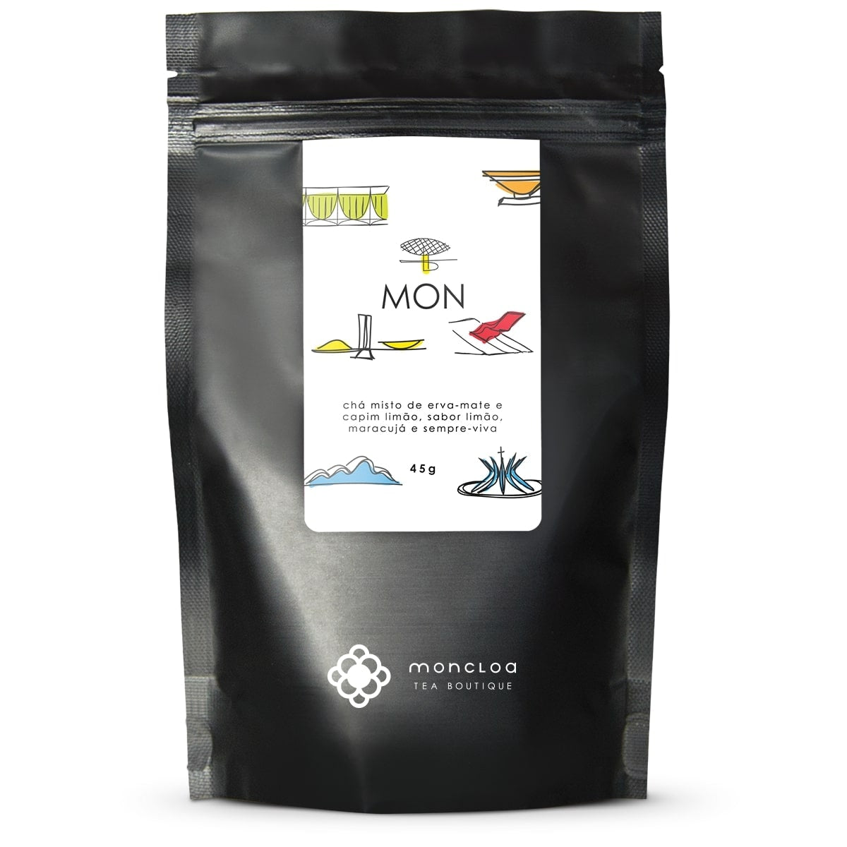 Chá Infusão de Erva Mate Museu Oscar Niemeyer Moncloa Pouch 45g