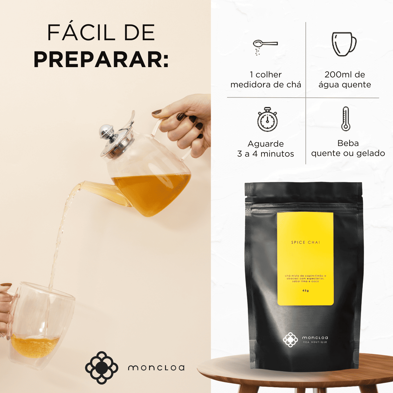 Chá Infusão de Ervas Spice Chai Moncloa Pouch 45g