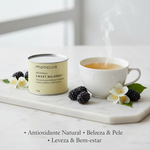 Mini lata Chá Branco Sweet Mulberry Moncloa com benefícios: Antioxidante Natural, Beleza e Pele, Leveza e Bem-estar
