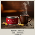 Lata Chá Puerh On Fire Moncloa com benefícios: Digestivo e Depurativo, Saúde Cardiovascular, Energia e Foco