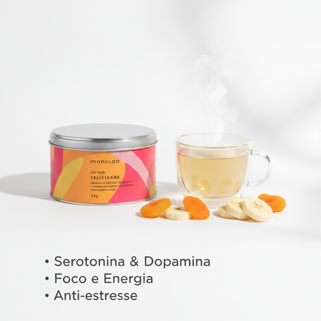 Lata Chá Verde Felicidade Moncloa com benefícios: Serotonina e Dopamina, Foco e Energia, Anti-estresse