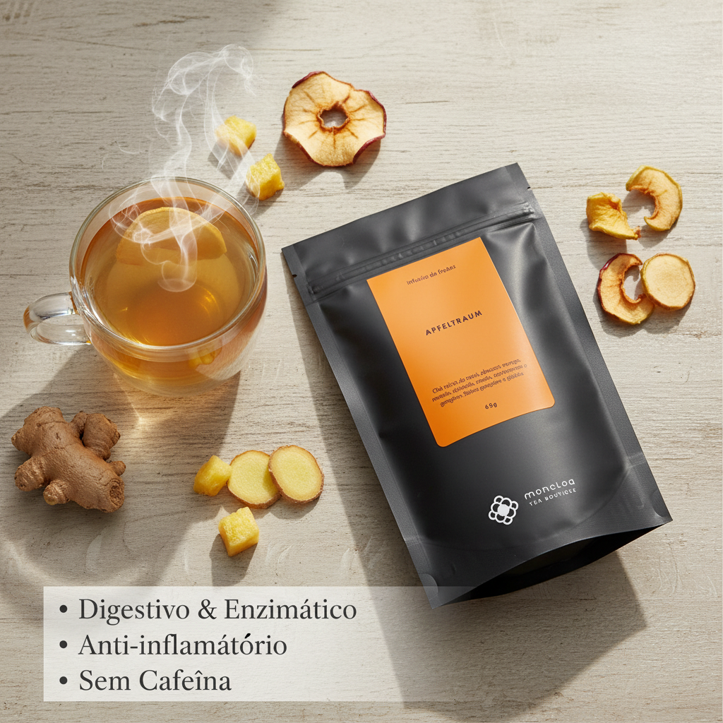 Pouch Chá Apfeltraum Moncloa com benefícios: Digestivo e Enzimático, Anti-inflamatório, Sem Cafeína
